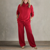 Elegant High Collar Knit Set