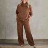 Elegant High Collar Knit Set