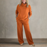 Elegant High Collar Knit Set