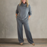 Elegant High Collar Knit Set